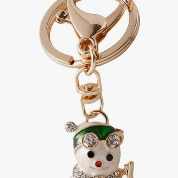 Crystal Skiing Christmas Snowman Key Charm Bag Charm 🎁☃️ Gift Ready NWT - Picture 4 of 4